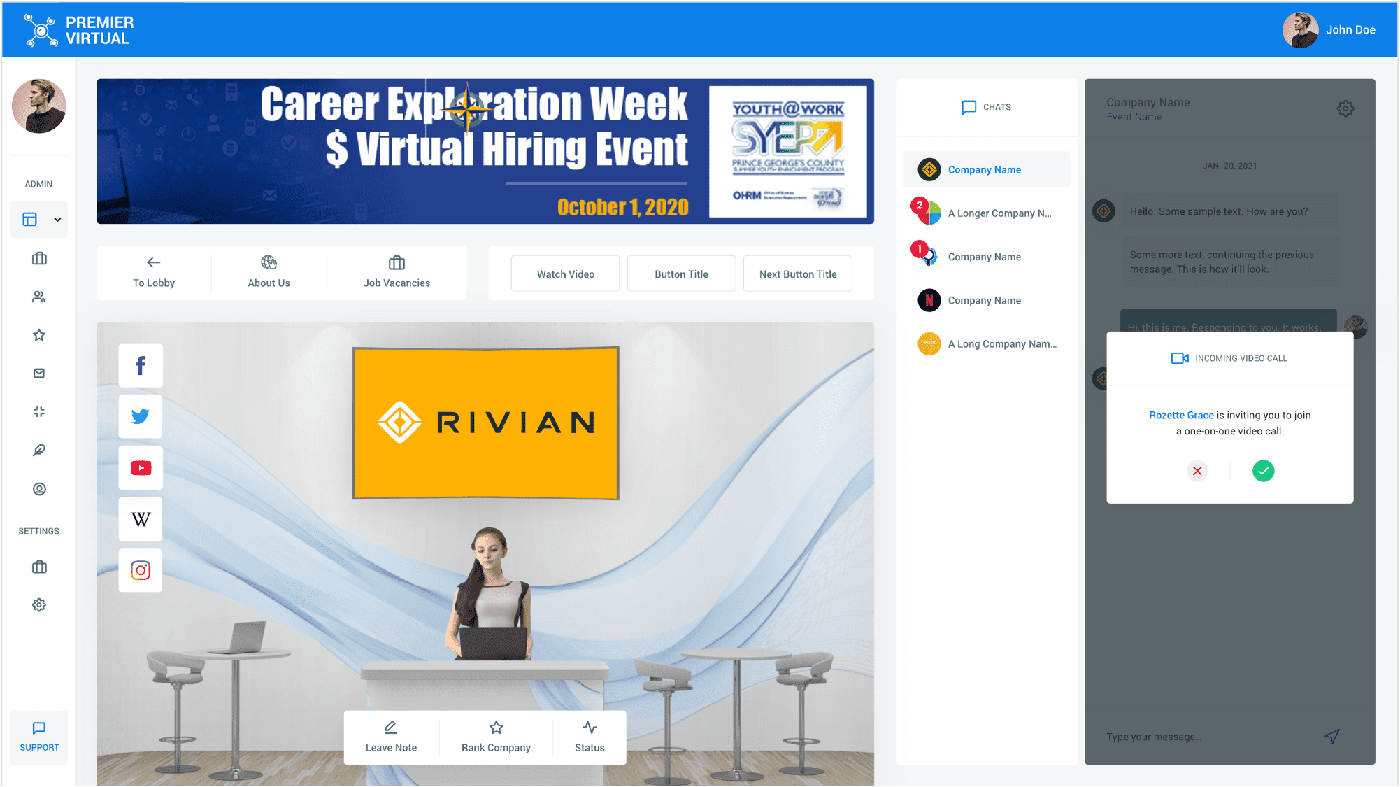 Premier Virtual - Booth chat room