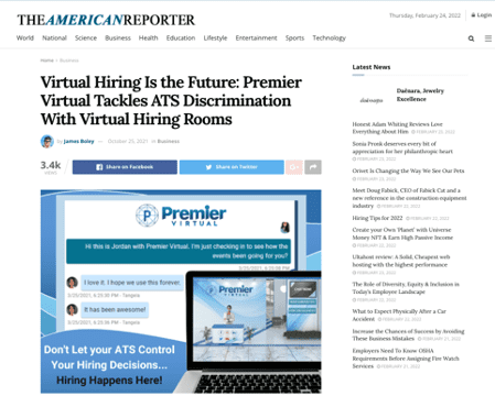 Premier Virtual - The American Reporter article on how Premier Virtual tackles ATS discrimination.