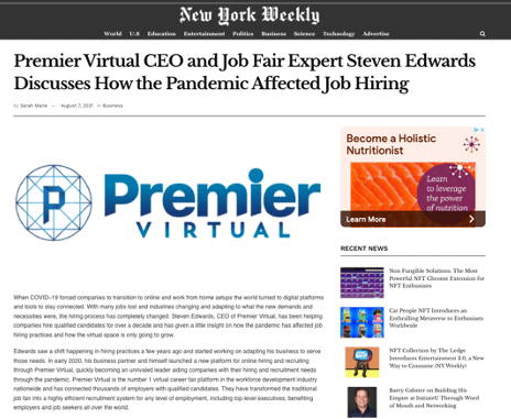 Premier Virtual - New York Weekly article with Steve Edwards
